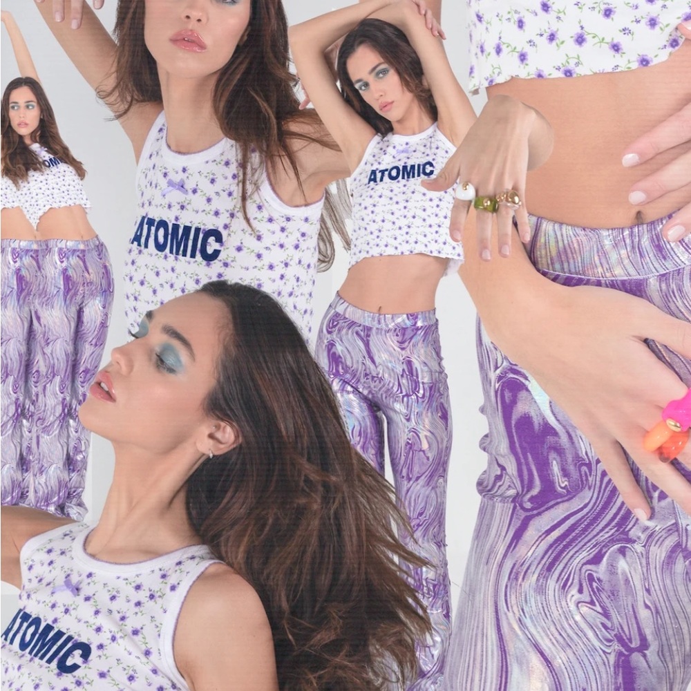 Cool Is a Construct Violet Aurora Pants Purple and Silver Swirl - Picture 5 of 5